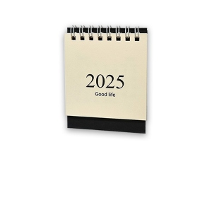 Calendar de birou 2025 "M", 12 coli, 1 luna/coala, culoare crem