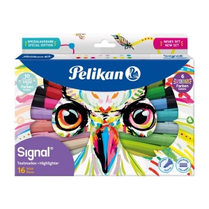 Textmarker Signal, set 16 culori (10 pastel + 6 neon)