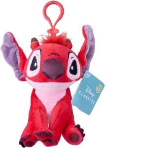 Mascota de plus Disney Lilo & Stitch - Leroy, 14 cm, rosu, cu clema de agatat